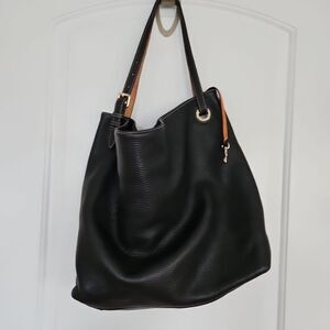 Dooney & Bourke Womens Pebble Leather Hobo Shoulder Bag - Black Large Classic